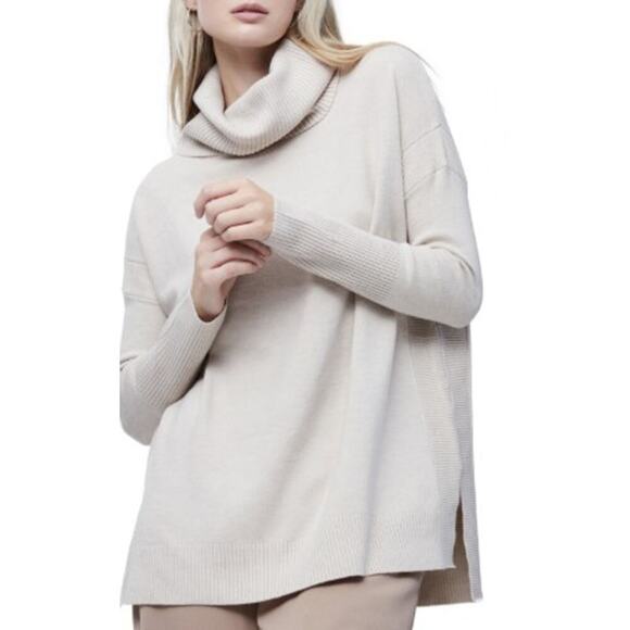 French Connection Oatmeal Cowl Neck Tunic Oversized Sweater NWT Size M - Picture 1 of 9